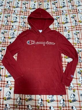 Champion Red Pullover Hoodie with Script Tag